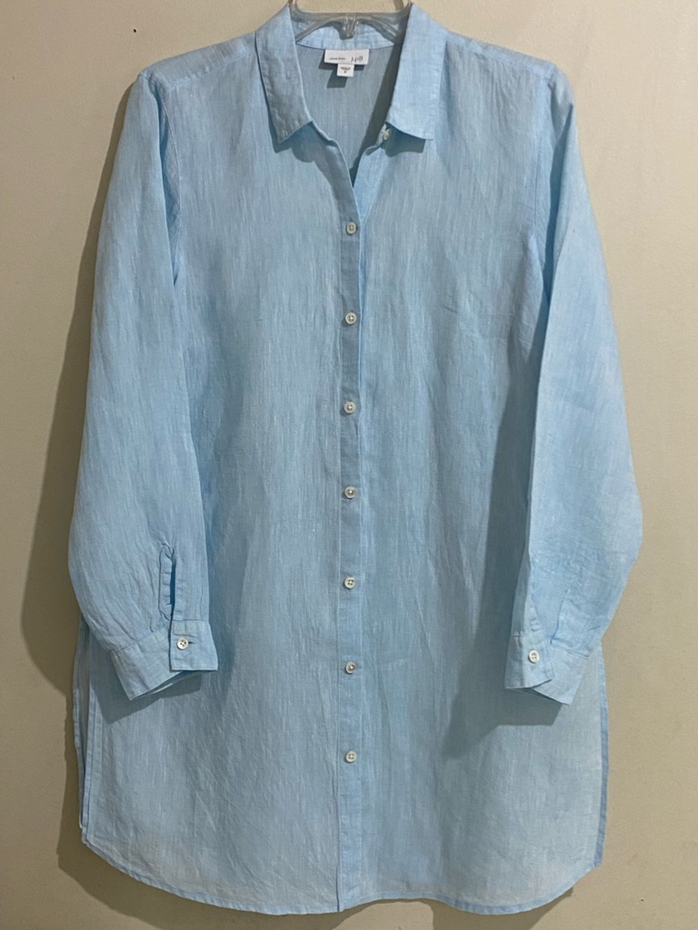 J. Jill Love Linen Light Blue Linen Button-Down Shirt Size M Tunic